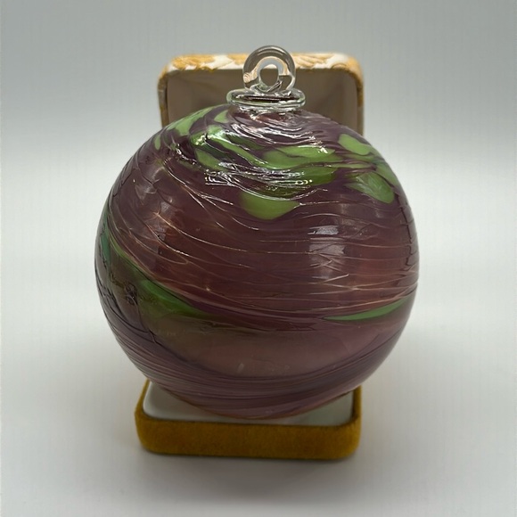Hand Blown Glass Ball Purple Pink Green Orb Suncatcher Ornament - Picture 1 of 8